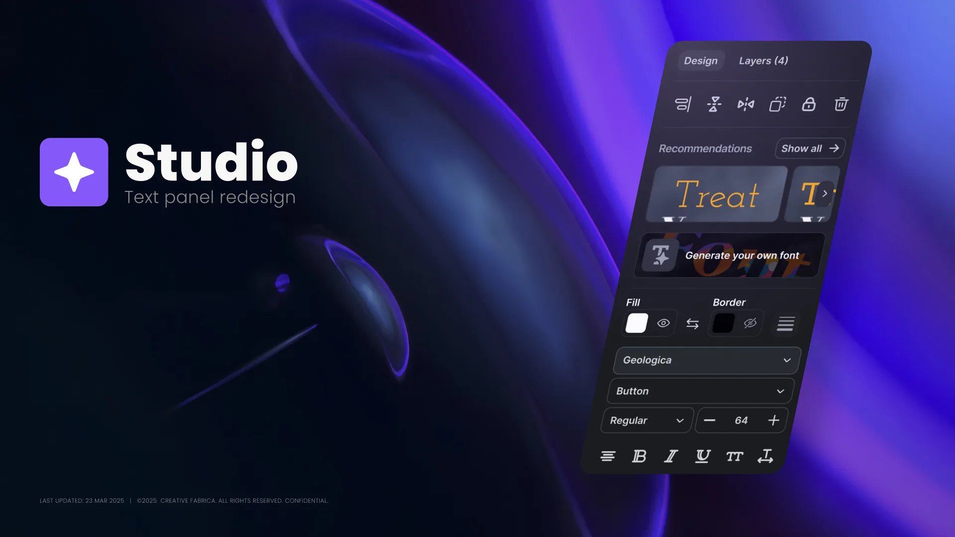 Creative Fabrica Studio — Text Panel Redesign