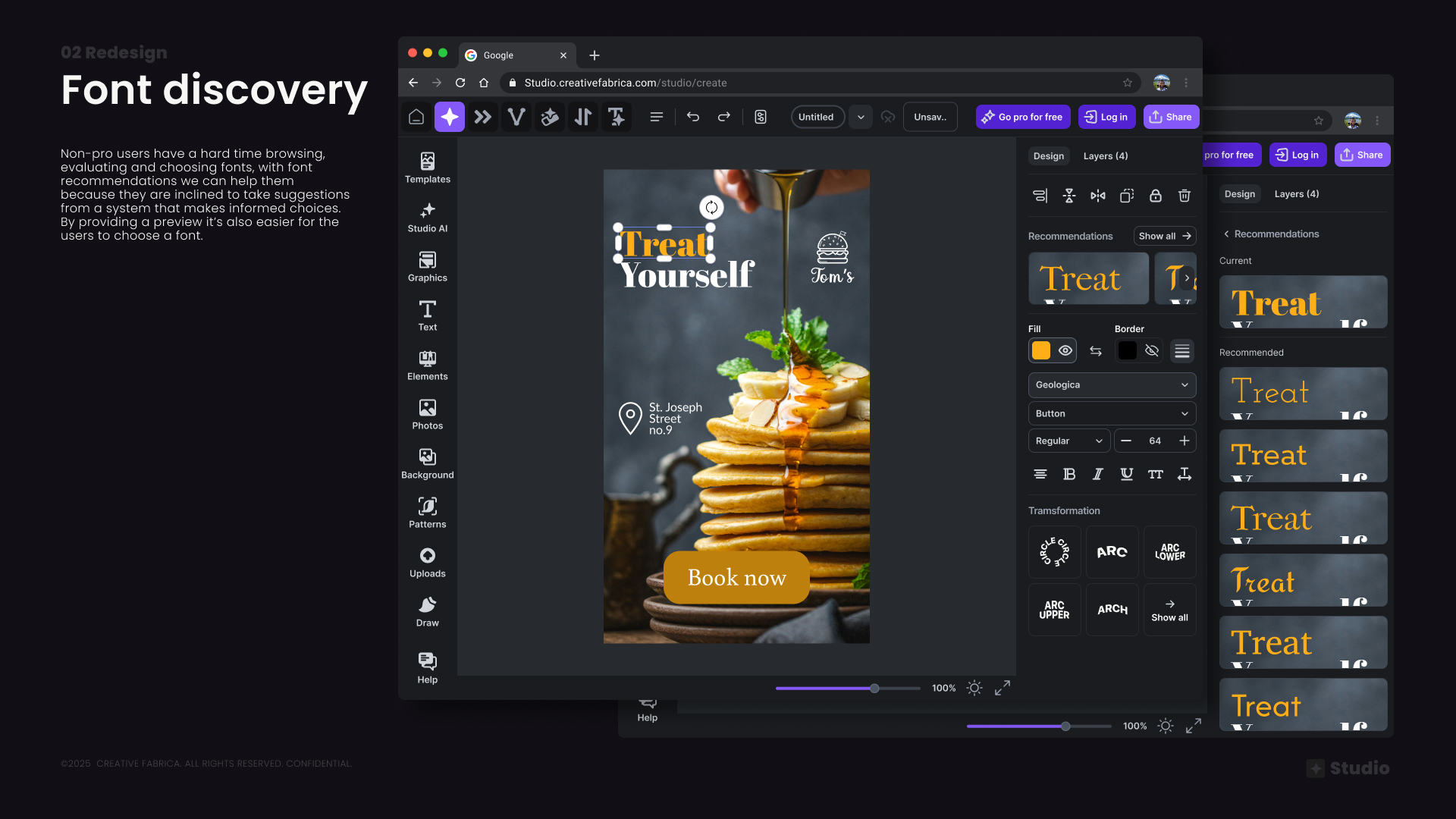 Font Discovery — Recommendations Panel