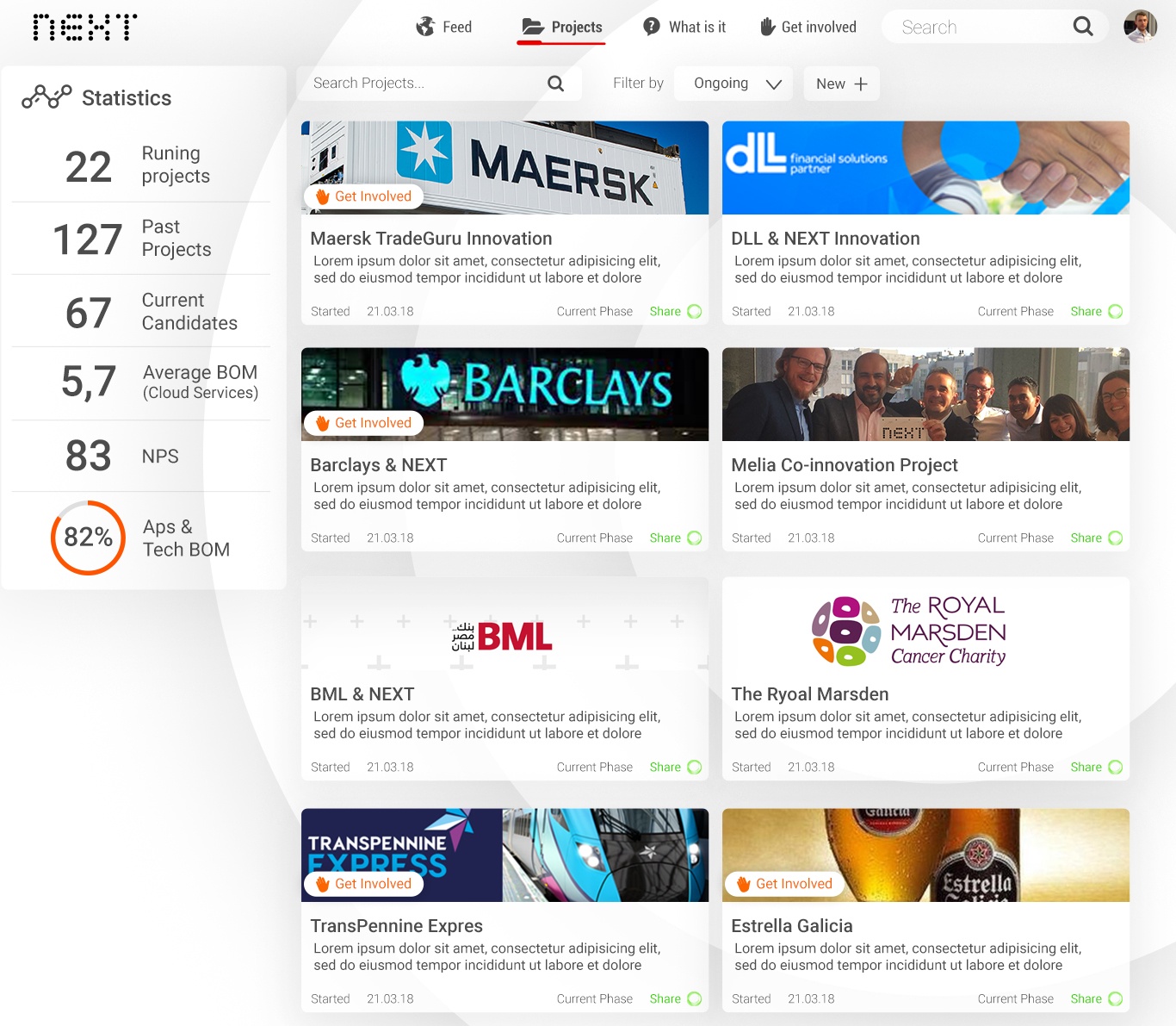 NEXT website — Projects