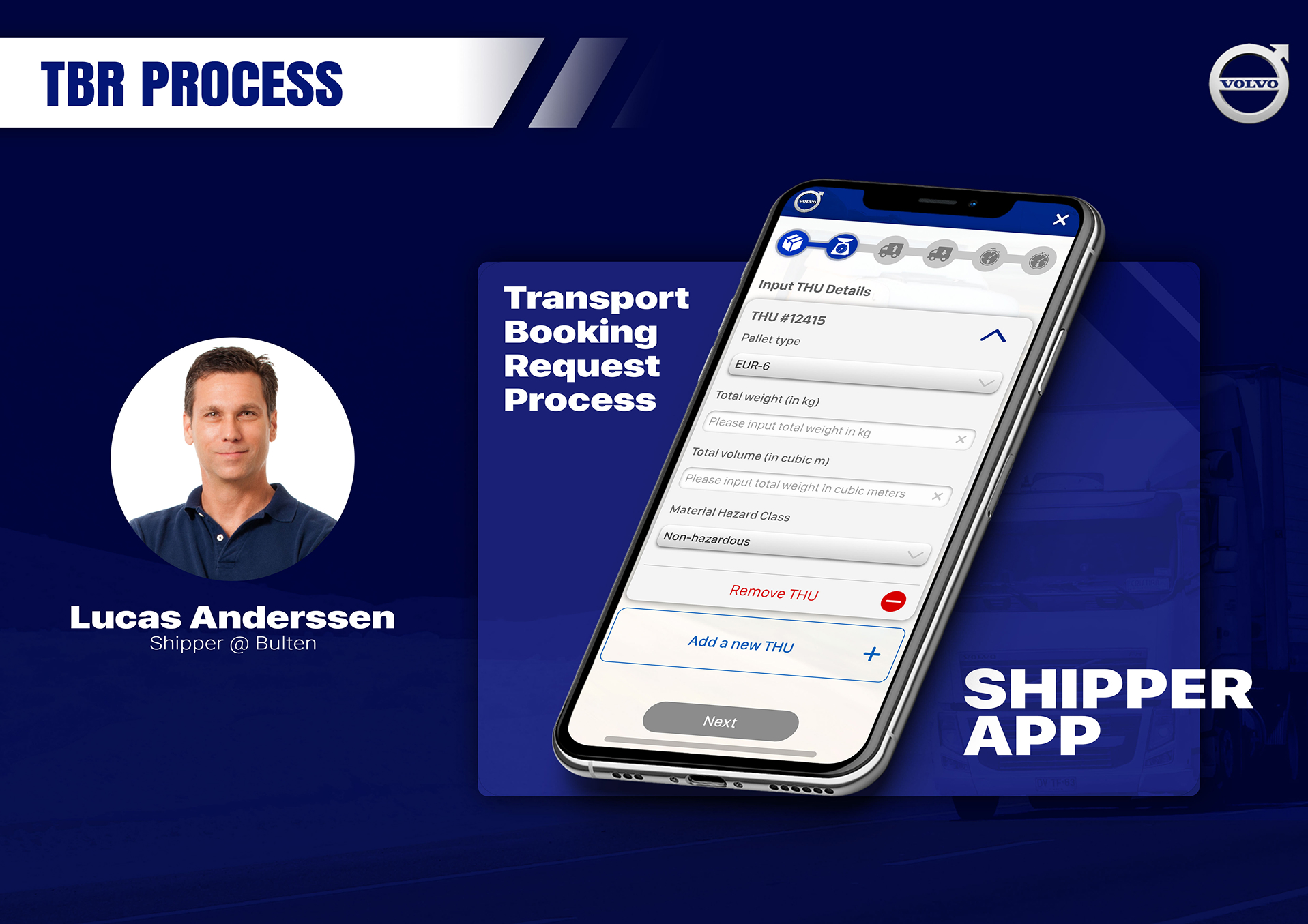 Transport booking request — mobile screen