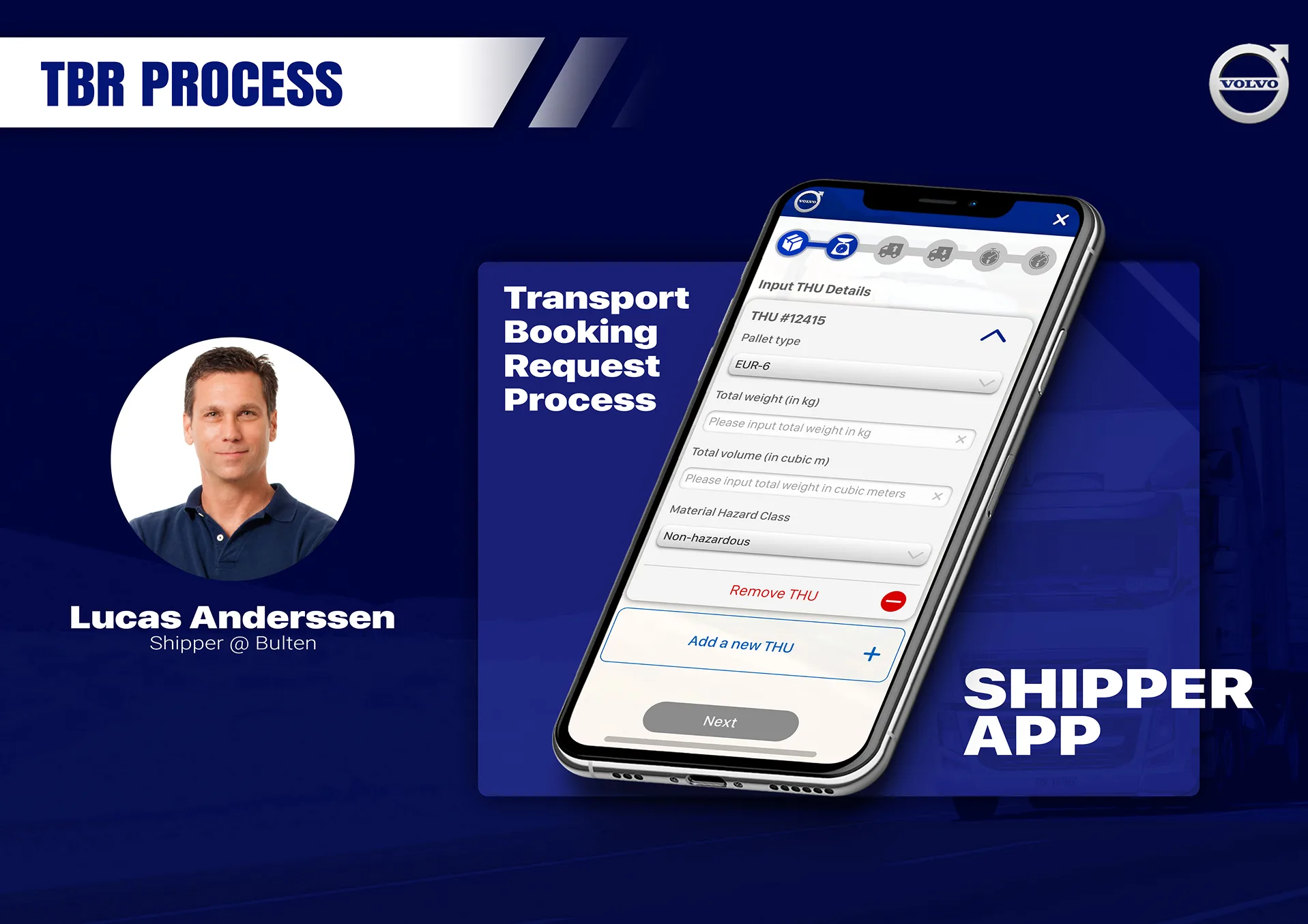 Transport booking request — mobile screen